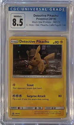 Pokemon CGC 8.5 Detective Pikachu on the Case Figure Coll. Holo Promo SM170 - Image 1