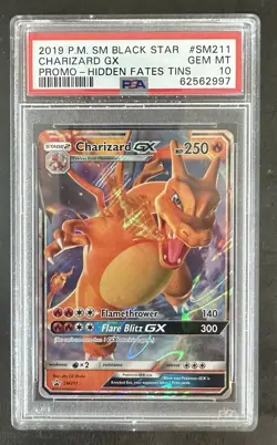 Graded 2019 Pokemon SM Black Star #SM211 Charizard Gx Promo Hidden Fates PSA 10 - Image 1