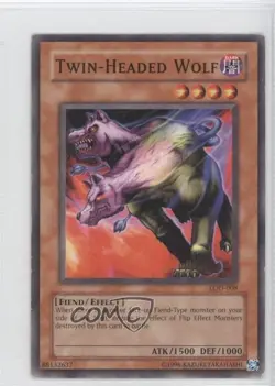 Twin-Headed Wolf Unlimited YuGiOh Legacy of Darkness #LOD-008 2003 READ - Image 1