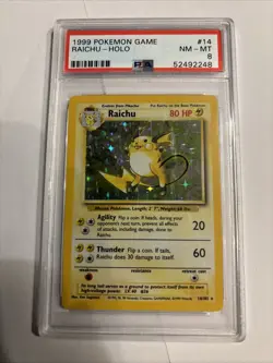 Pokemon Raichu Holo PSA 8 Base Set 14/102 Vintage 1999 WOTC - Image 1