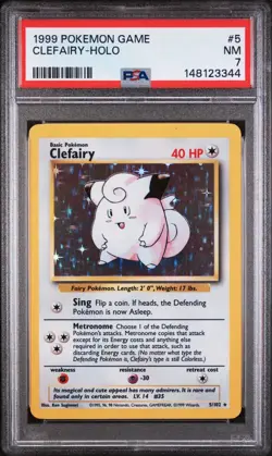 1999 POKEMON GAME CLEFAIRY-HOLO BASE SET 5/102 PSA 7 - Image 1