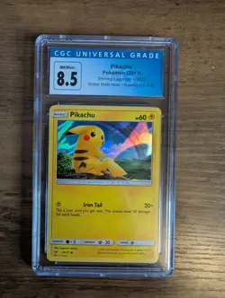 2017 POKEMON Pikachu Water Web Holo 028/073 CGC Graded NM 8.5 Shining Legends - Image 1