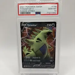 2021 POKEMON SWORD & SHIELD FUSION STRIKE #158 TYRANITAR V PSA 10 - Image 1