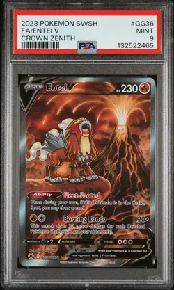 2023 POKEMON SWORD & SHIELD CROWN ZENITH #GG36 FULL ART/ENTEI V PSA 9 - Image 1