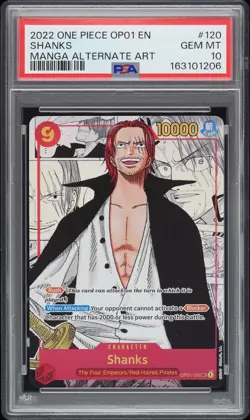 2022 ONE PIECE OP01-ROMANCE DAWN MANGA ALTERNATE ART #120 SHANKS PSA 10 - Image 1