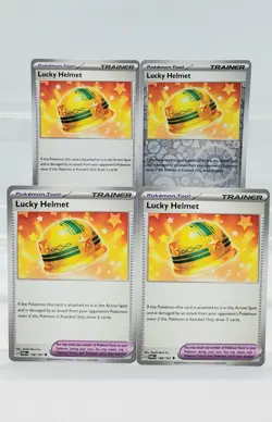 Pokemon TCG Lucky Helmet - 158/167 Twilight Masquerade Uncommon 4 Cards Playset - Image 1