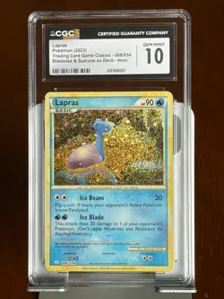 Pokemon Lapras #8 Trading Card Game Classic CGC 10 Gem Mint - Image 1