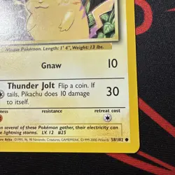 1999 Pokemon Base Set Pikachu Yellow Cheeks Card 58/102 Unlimited NM - Image 5