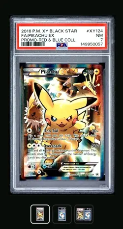 Pikachu EX Holo PSA 7 XY124 XY Promo Card with Aura Graded Guard - Image 1