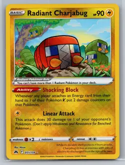 RADIANT CHARJABUG 051/159 RADIANT RARE CROWN ZENITH POKEMON HOLO NEAR MINT - Image 1