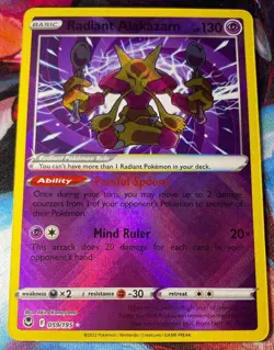 2022 Pokemon Sword & Shield Silver Tempest Radiant Alakazam #059/195 - Image 1