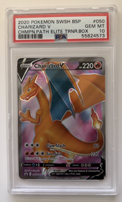 Pokemon Charizard V Champion's Path ETB Full Art Promo SWSH050 PSA 10 Gem Mint - Image 1