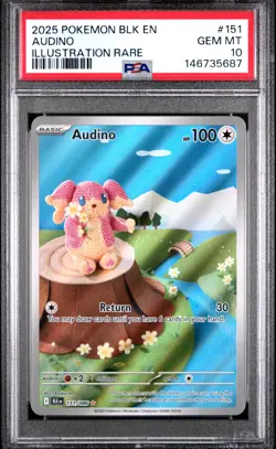 2025 POKEMON BLK EN-BLACK BOLT ILLUSTRATION RARE #151 AUDINO PSA 10 - Image 1
