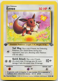 Eevee 51/64 Common Jungle Pokemon 1st Edition Lightly Played - Image 1