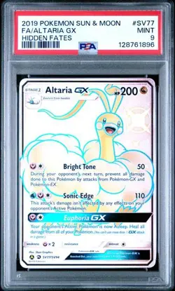 PSA 9 Altaria GX SV77/SV94 Hidden Fates Pokemon 2019 - Image 1