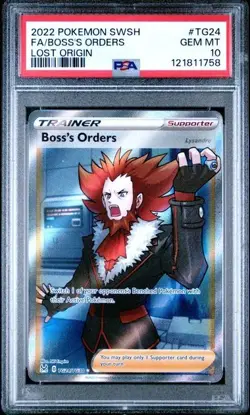 2022 POKEMON SWORD & SHIELD LOST ORIGIN #TG24 FA BOSS'S ORDERS PSA 10 (1758) - Image 1