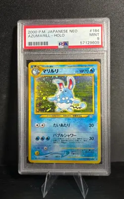 2000 Pokemon Japanese Neo Genesis Holo Azumarill #184 PSA 9 - Image 1