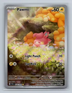 Pokemon Pawmi 226/091 Illustration Rare Paldean Fates Holo LP - Image 1