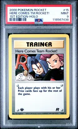 2000 POKEMON ROCKET 15 HERE COMES TEAM ROCKET!-HOLO PSA 9 - Image 1