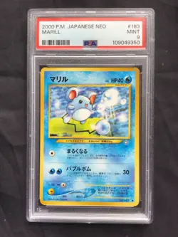 Pokemon: Japanese Neo Genesis Common: Marill 183 PSA 9 - Image 2