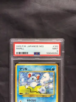 Pokemon: Japanese Neo Genesis Common: Marill 183 PSA 9 - Image 3