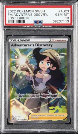 2022 POKEMON SWORD & SHIELD LOST ORIGIN FULL ART/ADVENTURER'S DISCOVERY PSA 10 - Image 1