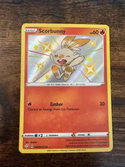 Pokemon SWSH Shining Fates SCORBUNNY SV015/SV122 Shiny Rare 2021 LP-NM - Image 1