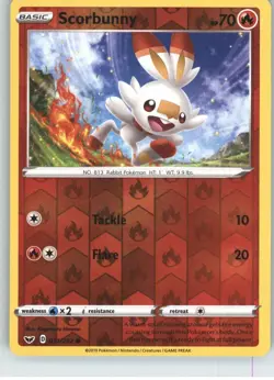 Scorbunny 031/202 Common Sword & Shield Pokemon Reverse Holo Near Mint - Image 1