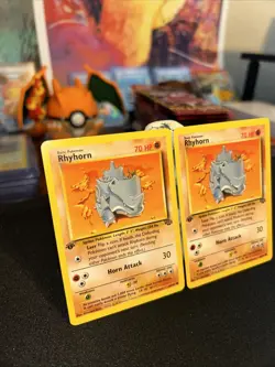 ✨Pokemon Rhyhorn Card 61/64 1st Edition Common LP Jungle Regular ✨ - Image 2