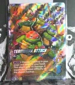 2025 UniVersus Ninja Turtles Card Game, Teamwork Attack, Foil #URTMNT01 127/186 - Image 1