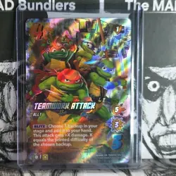 2025 UniVersus Ninja Turtles Card Game, Teamwork Attack, Foil #URTMNT01 127/186 - Image 3