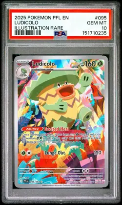 2025 Pokemon Pfl En-Phantasmal Flames #095 Ludicolo Illustration Rare PSA 10 - Image 1