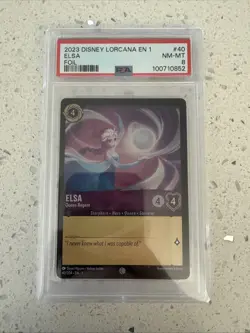2023 DISNEY LORCANA EN 1-THE FIRST CHAPTER FOIL #40 ELSA - QUEEN REGENT PSA 8 - Image 1