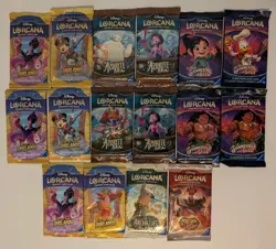 Disney Lorcana 16 Booster Pack Lot Mixed Sets Inklands Shimmering Skies Jafar - Image 1