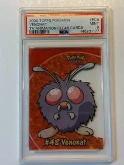 2000 Topps Pokemon TV #PC6 Venonat Clear Card Animation Series 3 PSA 9 MINT - Image 1
