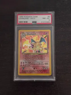 1999 Pokemon Base Set Unlimited #4 CHARIZARD - Holo PSA 8 - Image 1