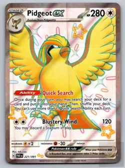 Pidgeot ex 221/091 Shiny Ultra Rare Paldean Fates Pokemon Holo Near Mint - Image 1
