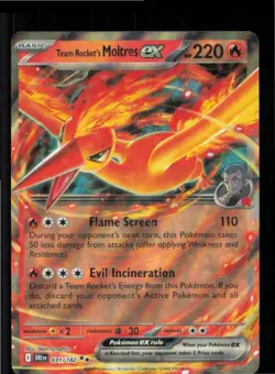 Team Rocket's Moltres ex 031/182 Double Rare Destined Rivals Pokemon Holo NM - Image 1