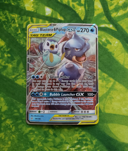 Pokemon TCG Blastoise and Piplup GX Tag Team 38/236 Cosmic Eclipse LP - Image 1
