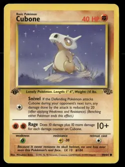 Cubone 50/64 Common Jungle Pokemon 1st Edition DMG - Image 1