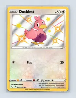 Ducklett SV095/SV122 Shiny Rare Shining Fates Shiny Vault Pokemon Near Mint - Image 1