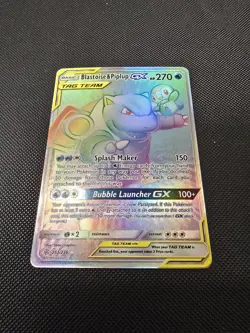 Pokemon TCG Blastoise & Piplup GX (Secret) 253/236 Sm-Cosmic Eclipse Holo NM - Image 1