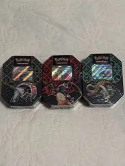 Pokemon Paldean Fates Tins Set x3 Shiny Charizard Tusk Iron Treads New Sealed - Image 1