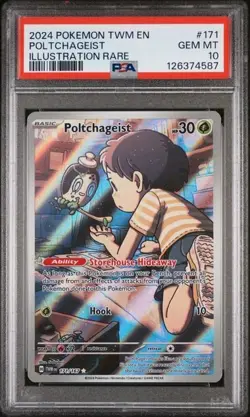 2024 POKEMON TWILIGHT MASQUERADE #171 POLTCHAGEIST ILLUSTRATION RARE PSA 10 - Image 1