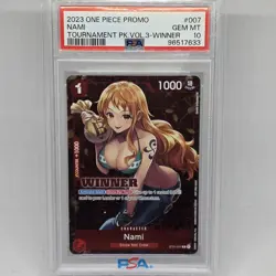2023 ONE PIECE PROMOS TOURNAMENT PACK VOL.3-WINNER #007 NAMI PSA 10 RED - Image 1