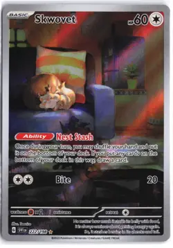 Skwovet 222/198 Illustration Rare Scarlet & Violet Pokemon NM - Image 1