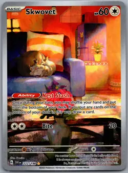 Skwovet 222/198 Illustration Rare Scarlet & Violet Pokemon NM - Image 1