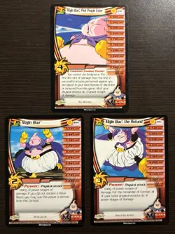DBZ CCG Non Foil Rare Majin Buu Card LOT LV 1-3 194 195 196 Dragon Ball Z Score - Image 1