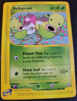 Bellsprout # 68/147 Aquapolis Set Pokemon Trading TCG Game Cards MP - Image 1
