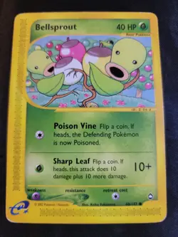 Bellsprout # 68/147 Aquapolis Set Pokemon Trading TCG Game Cards MP - Image 2